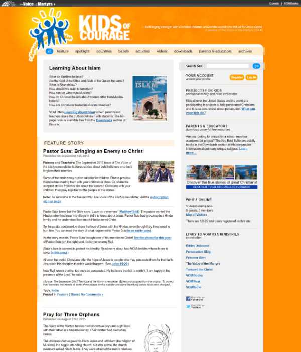 A screenshot of a website built for kids to learn more about the organization